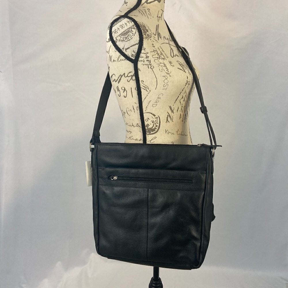 Derek Alexander Purse Shoulder Tote Bag Central Park Style CP8795 Black Leather